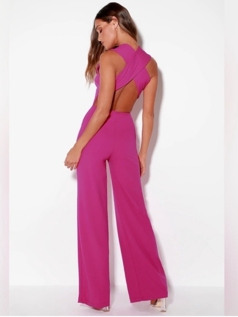 Hot Pink Cross-Back Jumpsuit